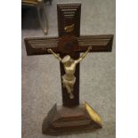 A large early 20th century Tramp Work / 'Tramp Art' corpus christi 76cm in height