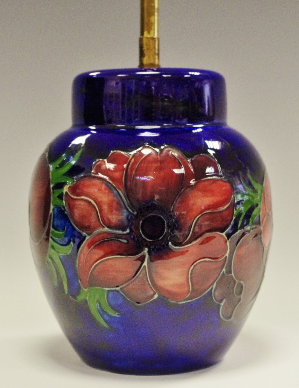 A Moorcroft pottery Anemone pattern lamp base,