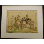 Follower of Sir John Gilbert RA 'Cavalry Escorting Cart' watercolour, unframed, monogrammed J.