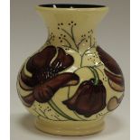A contemporary Moorcroft Chocolate Cosmos miniature vase, 9.