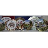 A Beswick Skewbald hunting pony & young rider; A Royal Crown Derby Chatsworth Golden Wedding plate,
