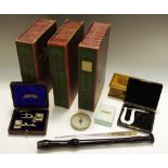 Boxes and objects - a Schotts C descant recorder; three Criterion stop back clip files,