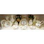 Ceramics - Aynsley Cottage Garden mantel clock, Irish Parian; a Bakelite clock; etc.