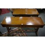 An Edwardian mahogany side cabinet, moulded top, central cupboard flanked by drawers,