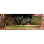 Metalware - a substantial EPBM spirit kettle; a five branch candelabrum; gallery tray;