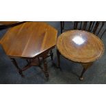 A Victorian mahogany occasional table, octagonal top, turned legs,