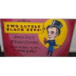 Three substantial hand painted theatre back boards,