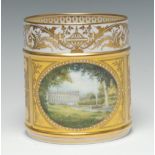 A Lynton porcelain porter mug, painted by Stefan Nowacki, signed, with a view of the South Front,