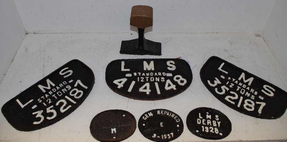 Railway Interest - a cast iron LMS '414148' 12 ton carriage plaque,others;LMS Derby 1928,