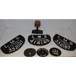 Railway Interest - a cast iron LMS '414148' 12 ton carriage plaque,others;LMS Derby 1928,