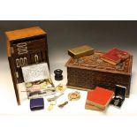 Boxes and Objects - a carved wooden box; silk scarves; militaria; books; World War Two medals;