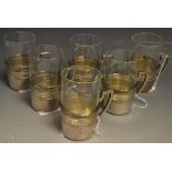 A set of six German Secessionist silver tea glasses, retailed by A Vogel,