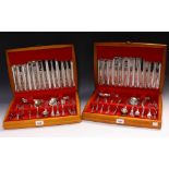 An Oenida silver plated six setting cutlery set, cased; another,