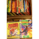 Books and Comics - sticker books, ET, Flash Gordon, Danger Mouse, Fame, Fifa and Premier League,