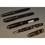 A Conway Stewart fountain pen, 14ct gold nib; others, Parker Duofold,