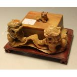 A Chinese soapstone sealing wax box