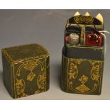 A Victorian lady's gilt-tooled green morocco leather tapering sewing etui, Lady's Companion,