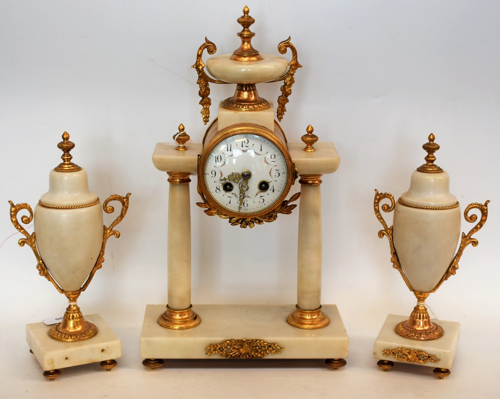 ***LOT WITHDRAWN***A late Second Empire French marble and gilt metal clock garniture,