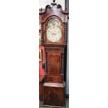 A late George III mahogany crossbanded, marquetry and oak longcase clock, 35.