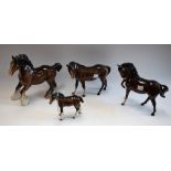A Beswick model of a cantering Shire horse; a Shire foal;