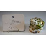 A Royal Crown Derby paperweight, Toad, limited edition, 2531/3500, gold stopper,