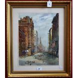 Michael Crawley New York signed, titled to verso, watercolour, 39.