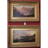 English School (19th century) A pair, Mountains at Sunrise and Sunset oils on canvas,