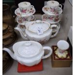 A Royal Crown Derby Posies pattern part tea set, comprising cups, saucers, side plates,