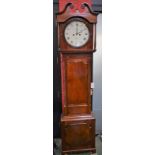 A Regency mahogany longcase clock, 33cm circular enamel dial inscribed Whitehurst & Son, Derby,