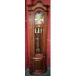 An oak corner longcase hall clock