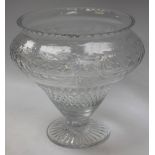 A Webb Corbett shaped conical vase, wheel cut with lozenge band, flowers and foliage, star cut base,