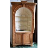 A Country House pine open corner display cabinet,