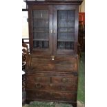 A 19th century oak bureau bookcase,