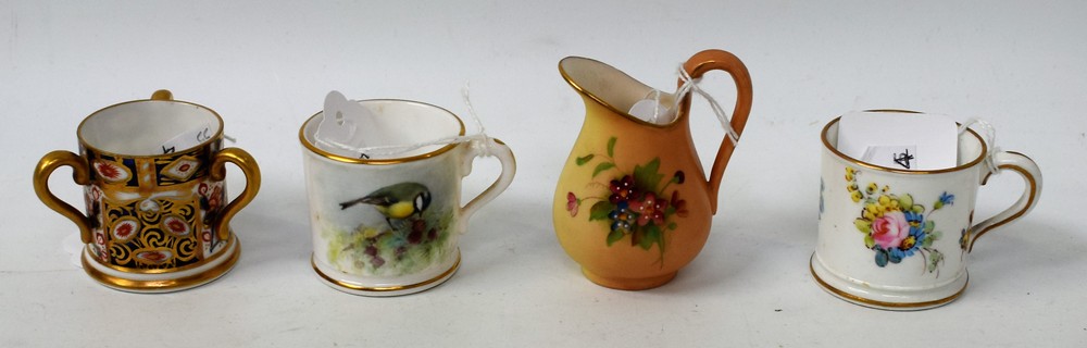 A Royal Worcester miniature mug, painted with a Great Tit, by Powell, signed, 3.