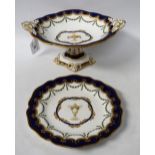 A Royal Crown Derby pedestal shaped oval comport, decorated with an urn within an oval cartouche,