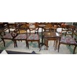 A pair of Victorian balloon back side chairs; another pair,