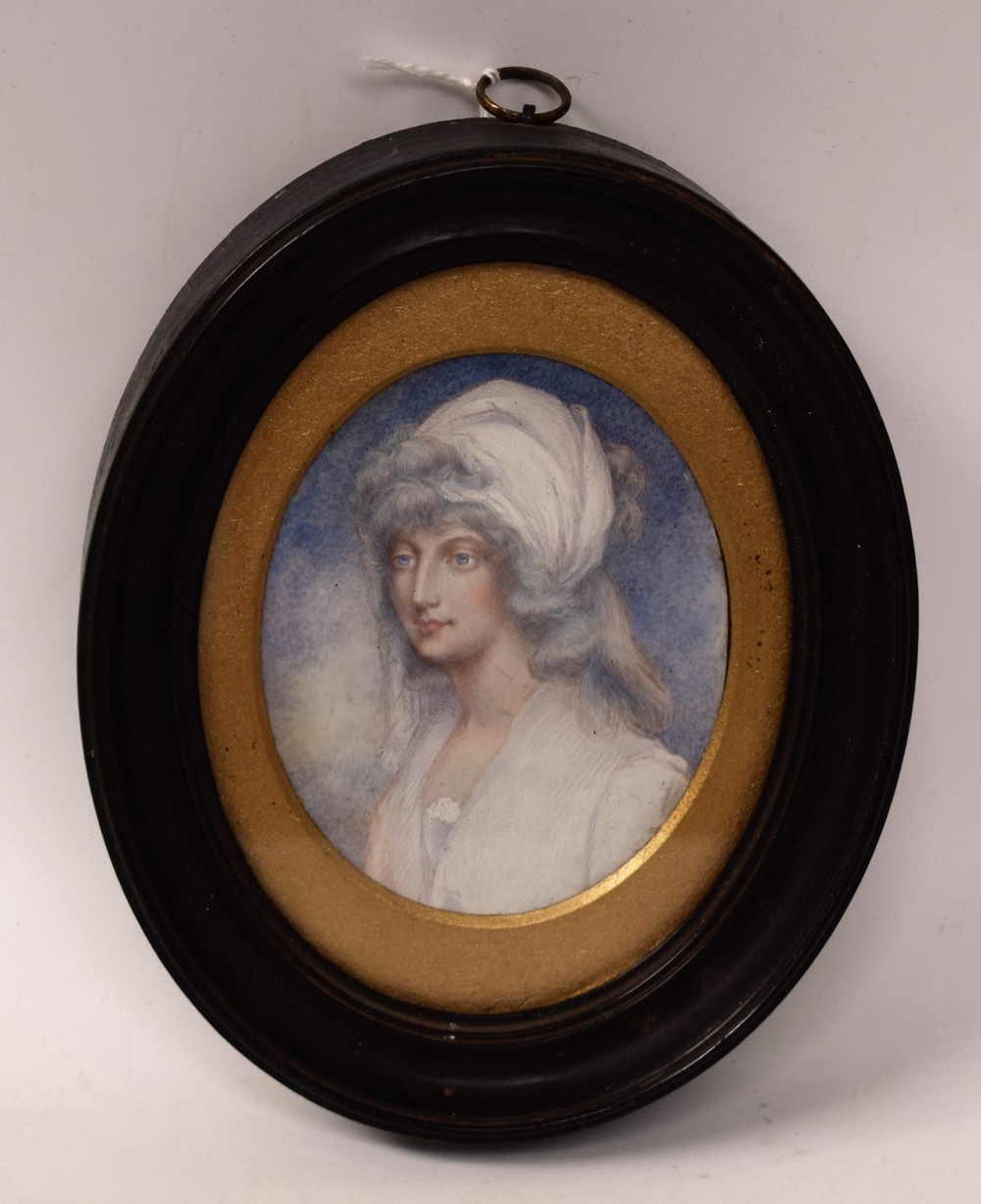 English School (19th century), a portrait miniature, of a lady, bust-length,