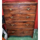 A George III mahogany chest of four long graduated cockbeaded drawers, brass swing handles,