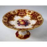 A Royal Worcester shaped comport, painted by Nixon, signed, with ripe apples and blackberries,