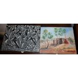 R King (Aboriginal/Australian) Shack and Trees signed, oil on board, 30.5cm x 37.