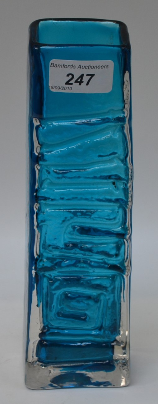 A Whitefriars blue glass vase