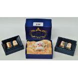 A pair of Royal Crown Derby limited edition royal commemorative thimbles, cased; another pair,