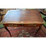 A Louis XV Revival gilt metal mounted rosewood serpentine bureau plat, of small proportions,