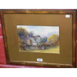 Frank Gresley (1855 - 1936) Cottages at Draycott signed, watercolour,