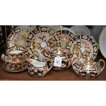 A Royal Crown Derby 2451 pattern tea for two, comprising boat shaped teapot and cover, cream jug,