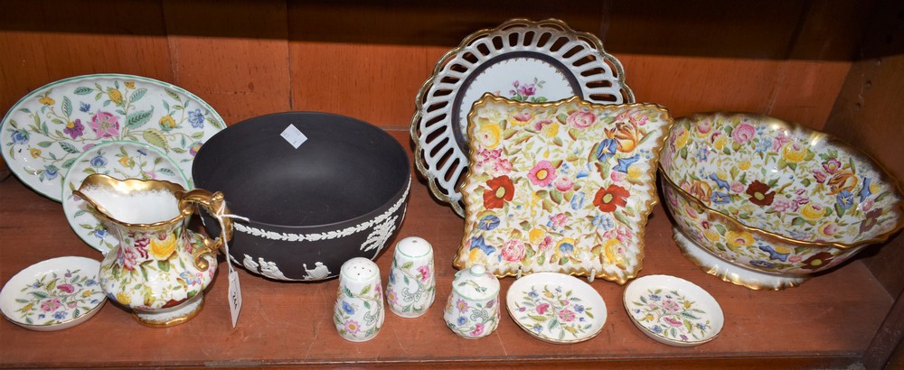 Ceramics - a Wedgwood black Jasperware fruit bowl; another,