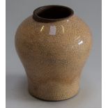 A Chinese crackle glazed vase, in monochrome buff, 9.