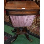 A George IV rosewood rounded rectangular work table,