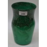 A Strathearn Glass baluster vase, mottled dark green with aventurine inclusions and various whorls,