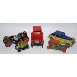 Toys - an early 20th century tin plate circus car,